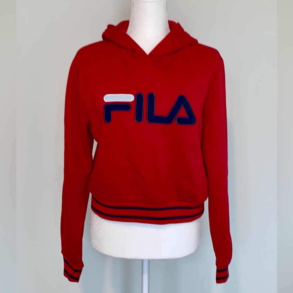 FILA cropped hoodie Women's size M Cherry Red